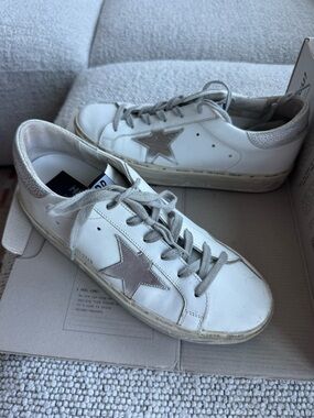 Golden Goose White Sneakers with Silver Star